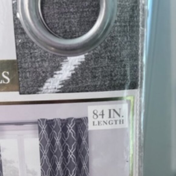 Perfect Pair Ezra Grommet Panels/Curtains 50" W x 84" L Each Panel  Charcoal New - Picture 4 of 5